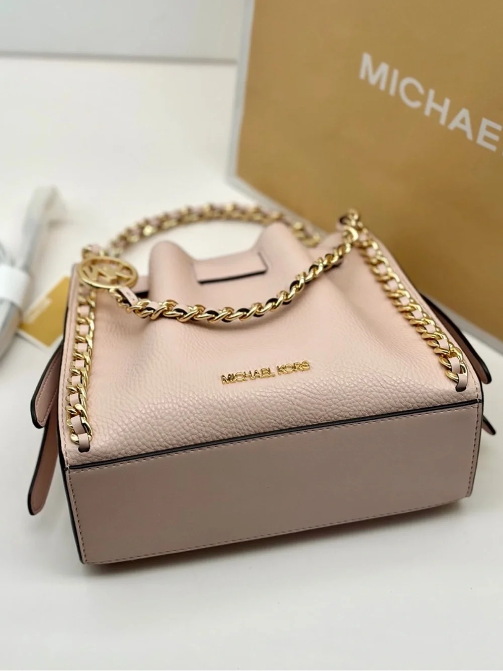 MICHAEL KORS Mina Small Chain Crossbody Bag Powder Blush
